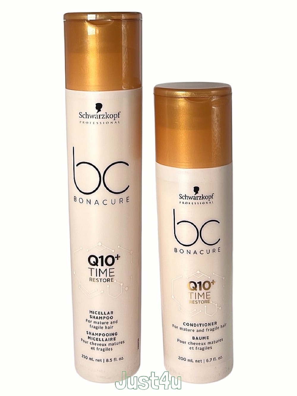 Schwarzkopf BC Bonacure Q10+ Time Restore Shampoo & Conditioner - Gold/White